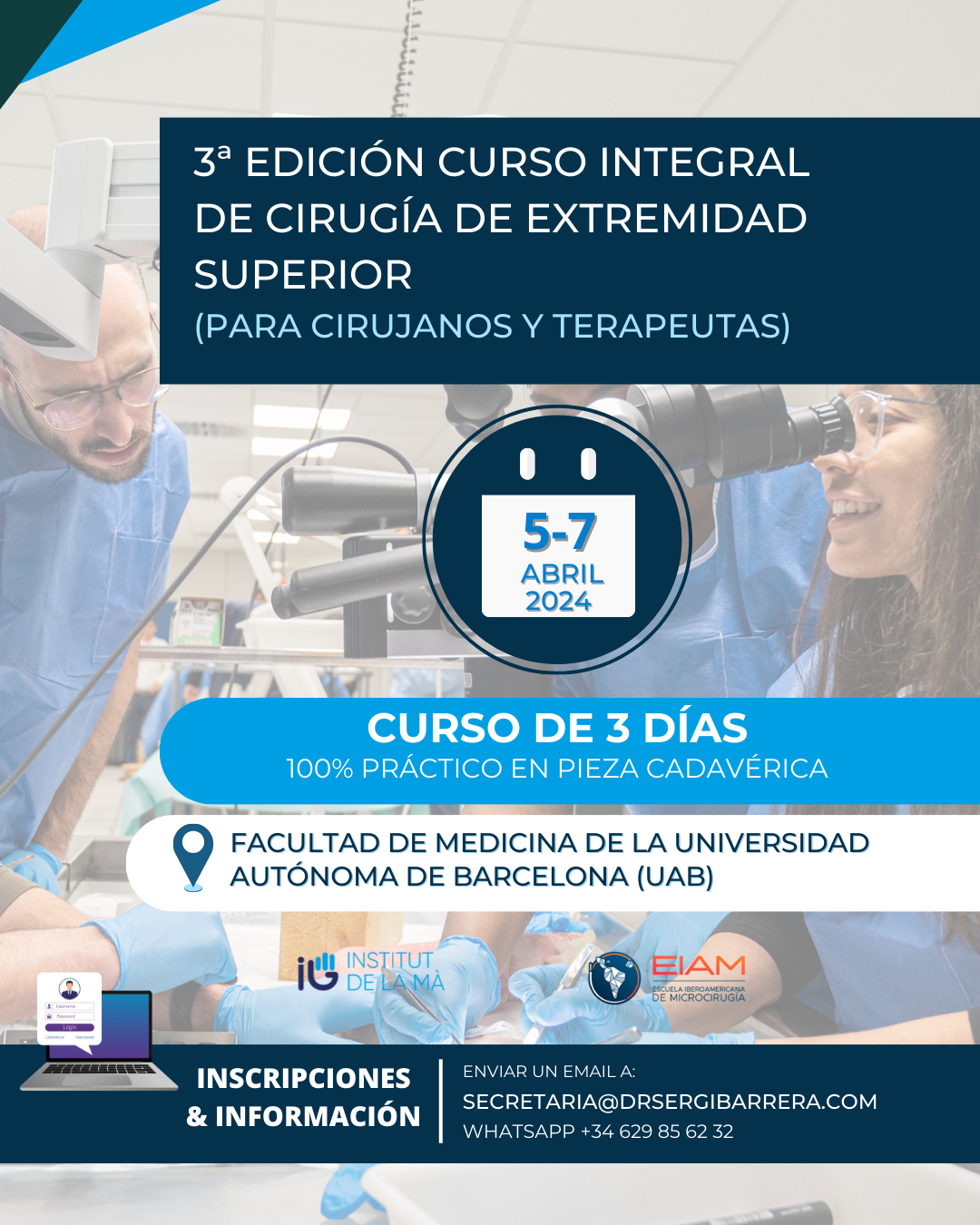 Curso de formación integral de cirugía de extremidad superior para cirujanos y terapeutas por Institut de la Mà